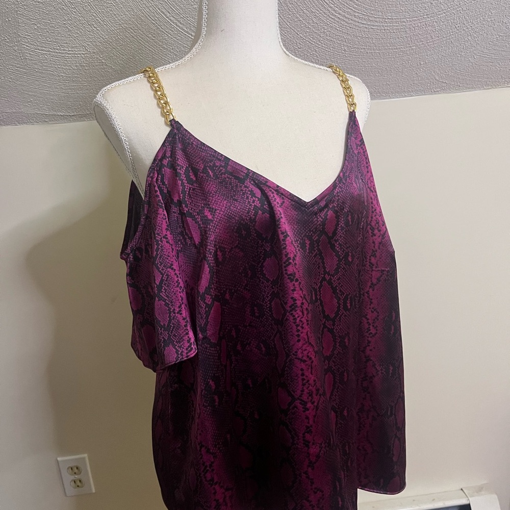 Michael Kors Magenta Snake Print Camisole with Gold Straps